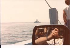 on ferry to Deer Island taking photo out car window 1984
